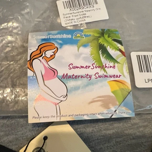 Summer Sunshine Maternity 1‎ piece black swimsuit front cross women’s L new - Picture 12 of 12